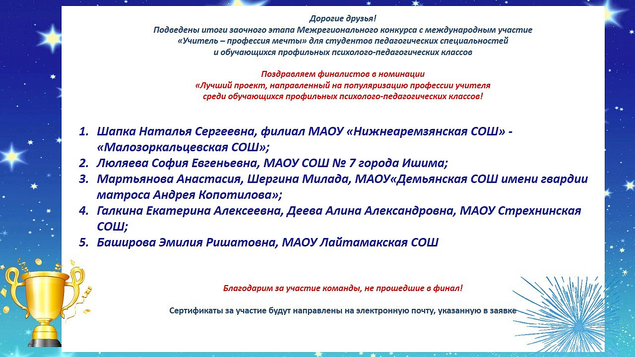 Межрегиональный конкурс с международным участием "Учитель - профессия мечты"